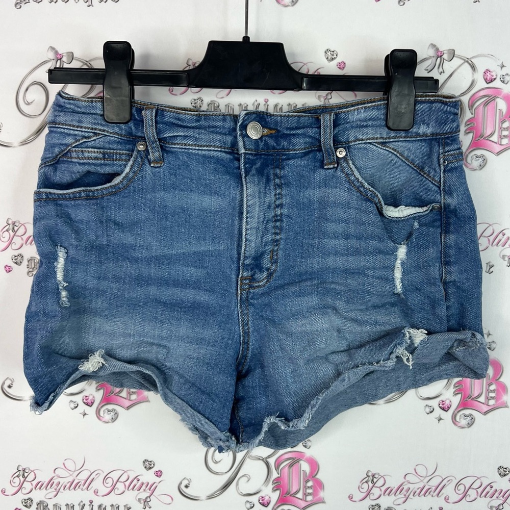 Sofia by Sofia Vergara shorts Distressed Blue Jean Shorts button up mini